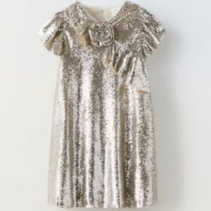 Zara Glittering Silver Kids Dress size 10